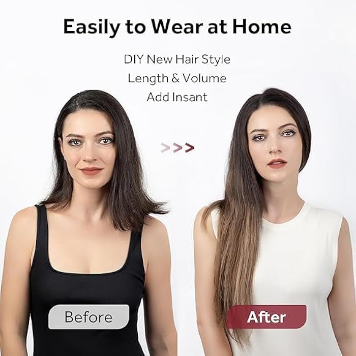 ECIF Clip in Hair Extensions, Real Human Hair Extensions, 100% Human Hair Remy Natural Hair Double Weft, 7 Pcs 120g Volume Invisible DIY Full Head Hair Extenion (Mix Brown T2/6/18 20 inch) - Image 4